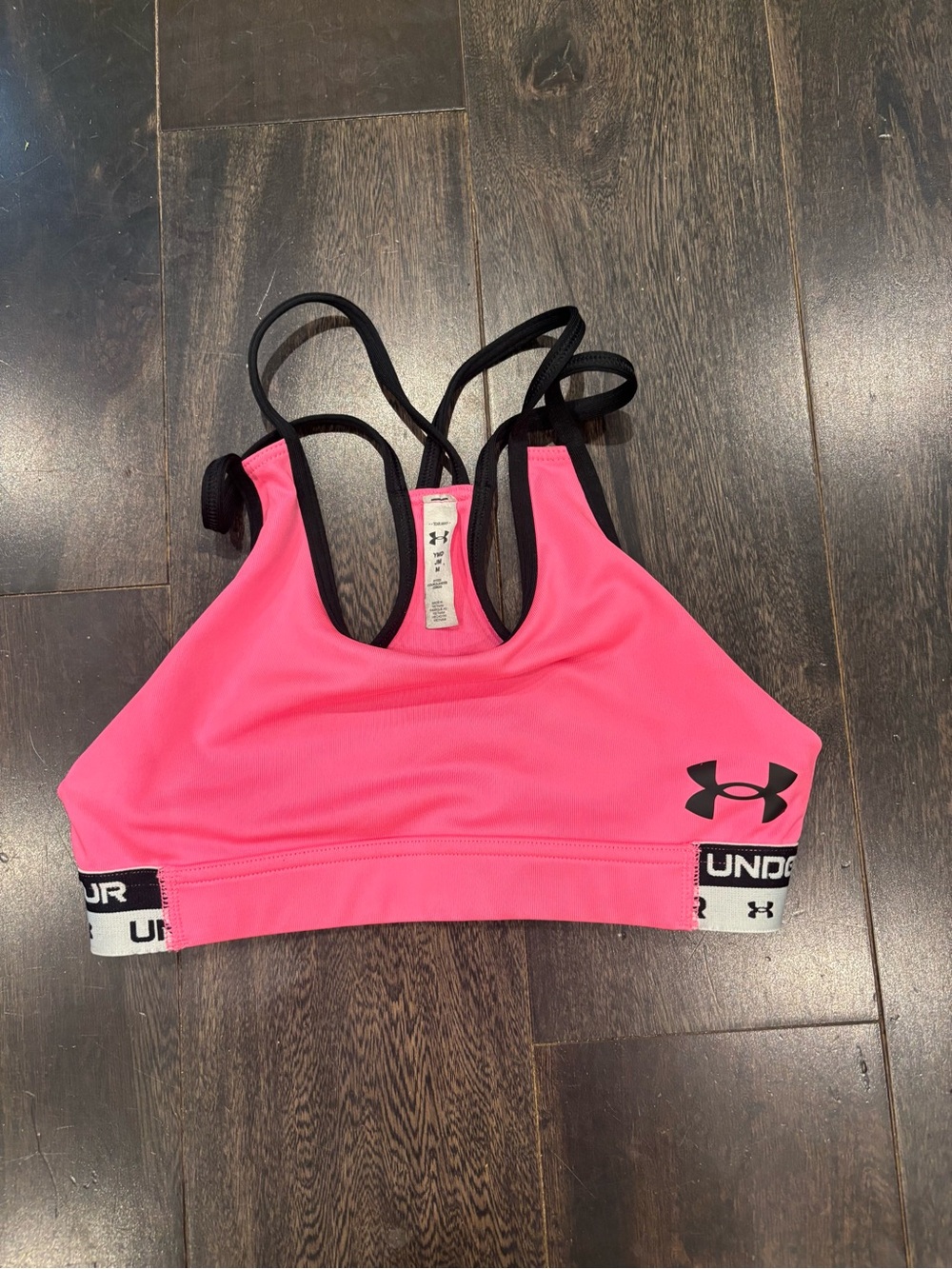 Under Armour Pink and Black Strappy Sports Bra